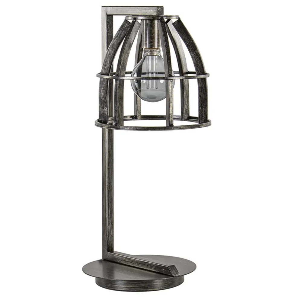 Industriële tafellamp antiek zwart