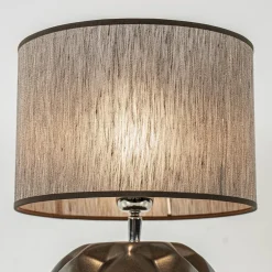 Keramieken tafellamp bruin met bruine kap