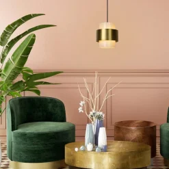 Klassieke hanglamp goud met opaal glazen kap