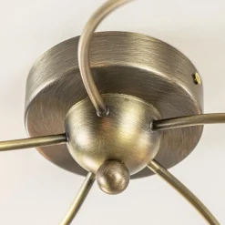 Klassieke plafondlamp brons met wit gevlamd glas