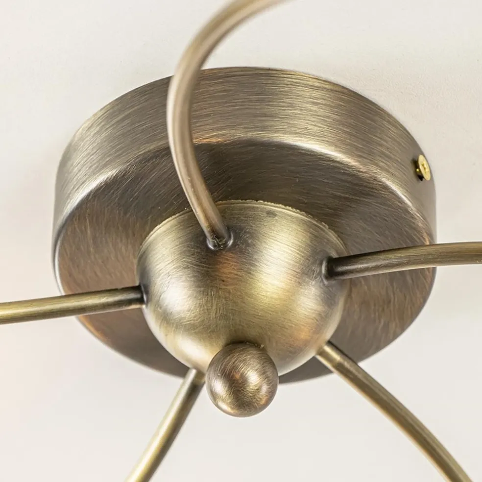 Klassieke plafondlamp brons met wit gevlamd glas