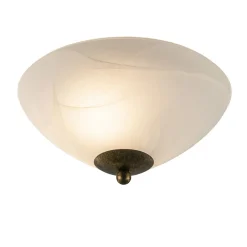 Klassieke plafondlamp gevlamd glas met brons 30 cm