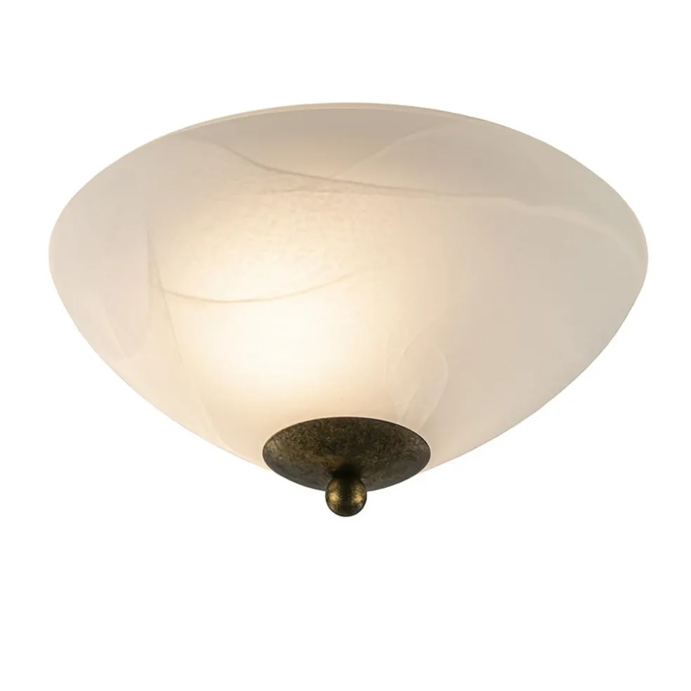 Klassieke plafondlamp gevlamd glas met brons 30 cm