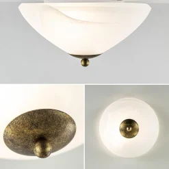 Klassieke plafondlamp gevlamd glas met brons 30 cm