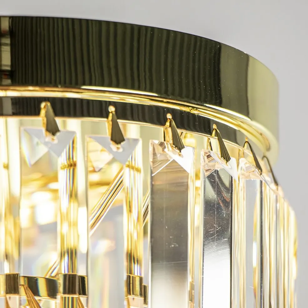 Klassieke plafondlamp goud met helder glas