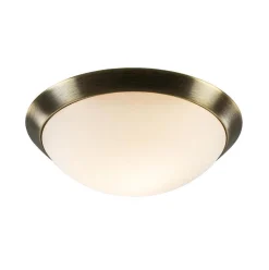 Klassieke plafonnière brons met wit glas 30 cm