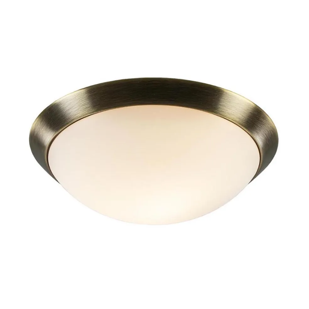 Klassieke plafonnière brons met wit glas 30 cm