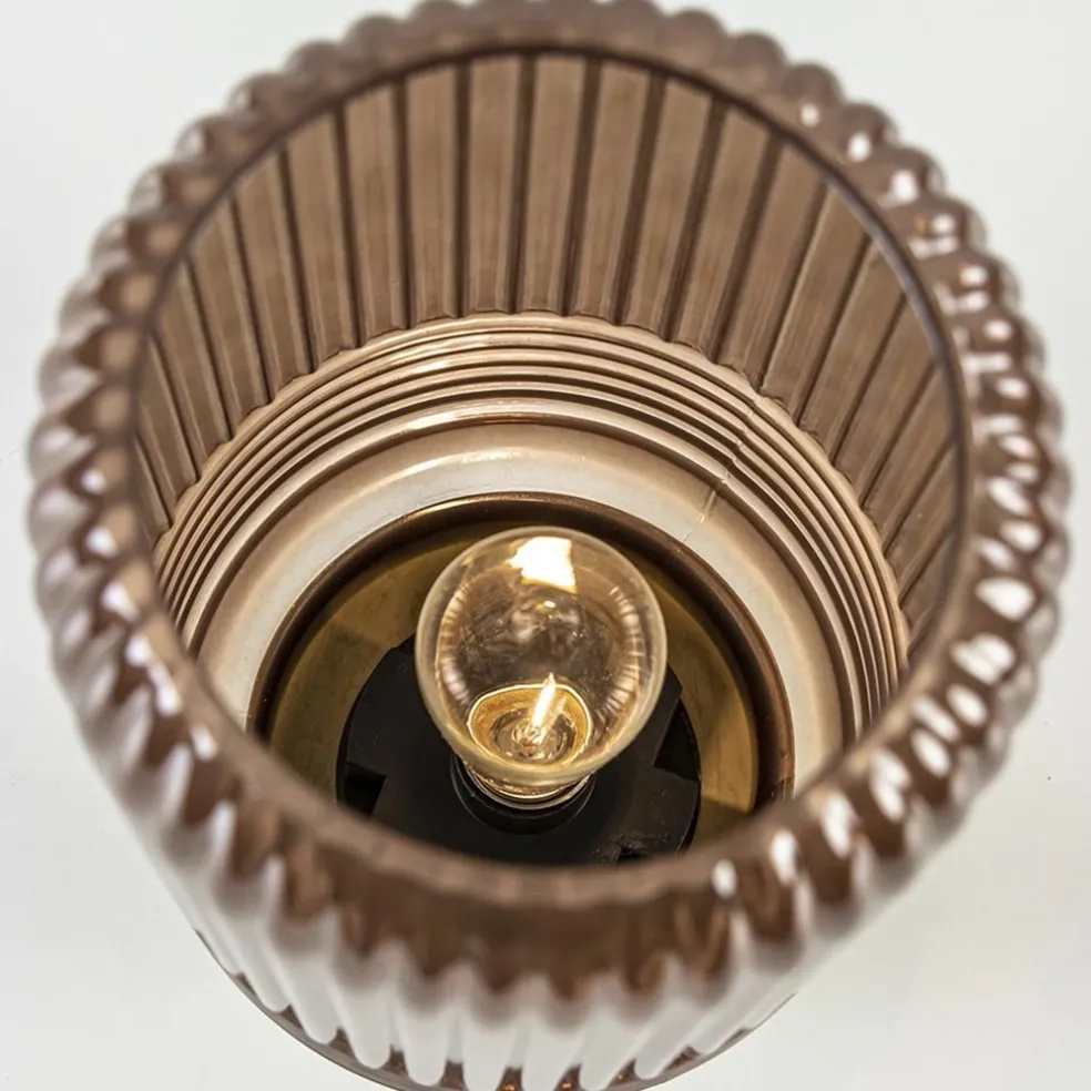 Klassieke tafellamp Lipa donker bruin op batterijen