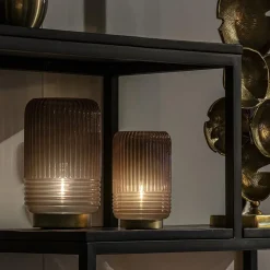 Klassieke tafellamp Lipa donker bruin op batterijen