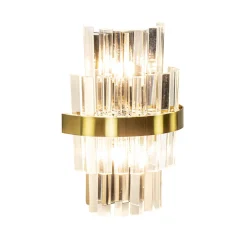 Klassieke wandlamp brushed brass met helder kristal