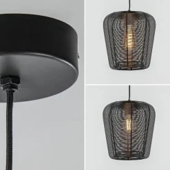 Kleine draad hanglamp Adeta mat zwart