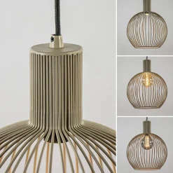 kleine draad hanglamp mat zand met zwart