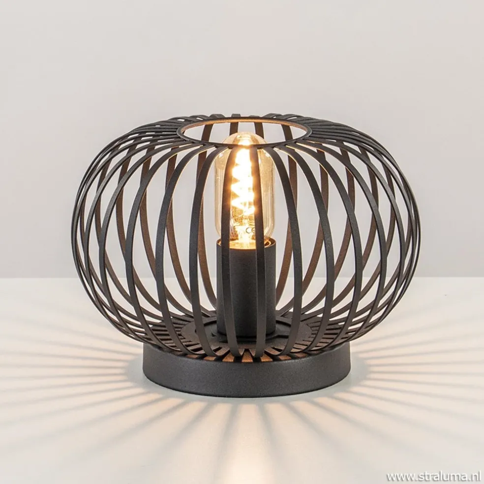 Kleine draad tafellamp modern mat zwart
