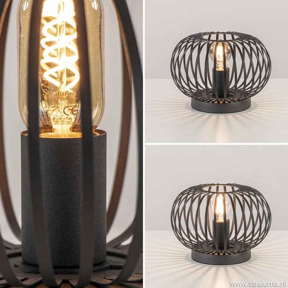 Kleine draad tafellamp modern mat zwart