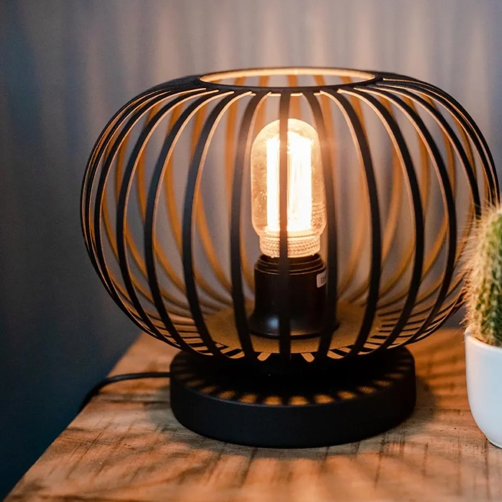 Kleine draad tafellamp modern mat zwart