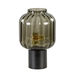 Kleine glazen tafellamp grijs/zwart