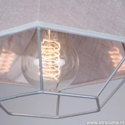 Kleine grijze hanglamp draad met stof