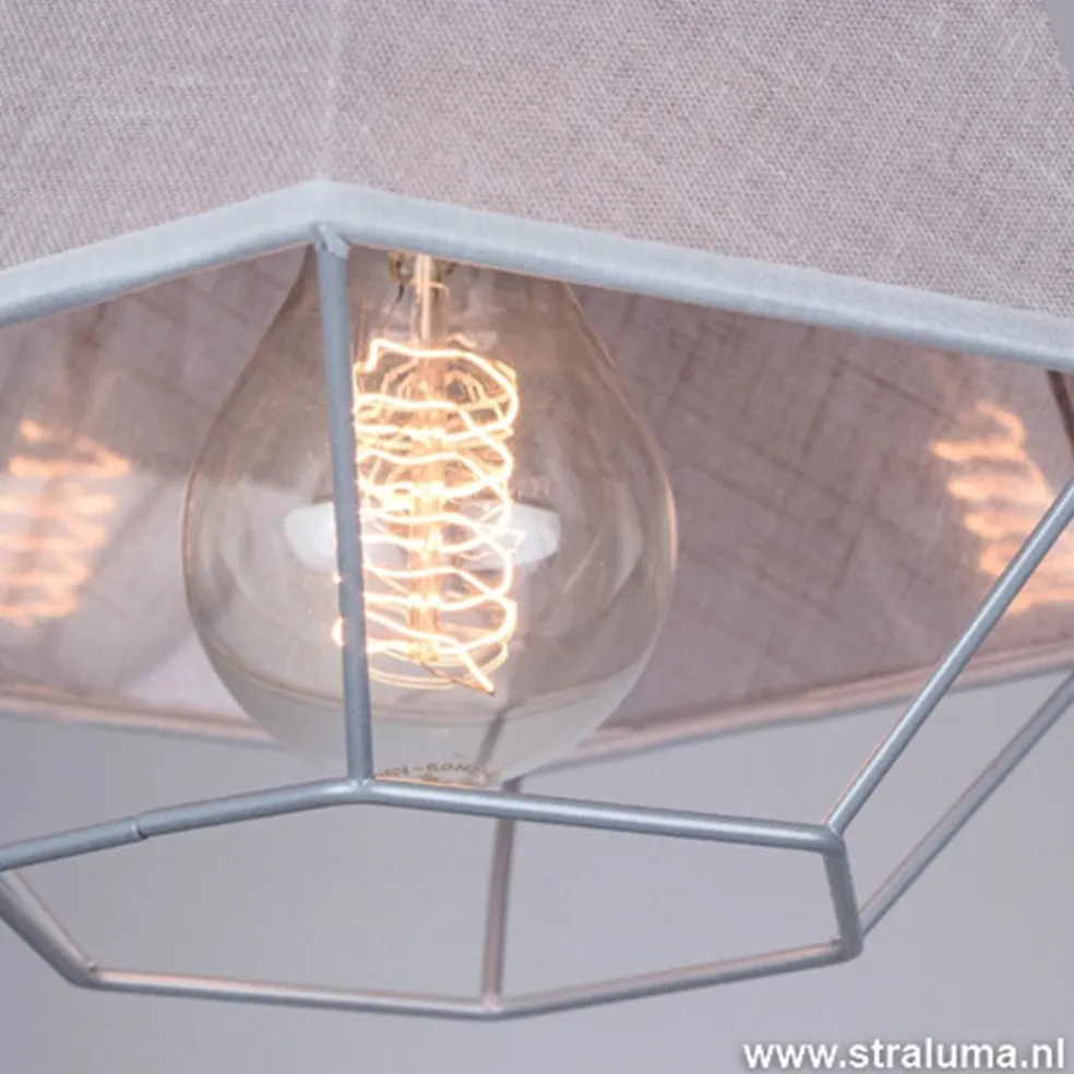 Kleine grijze hanglamp draad met stof