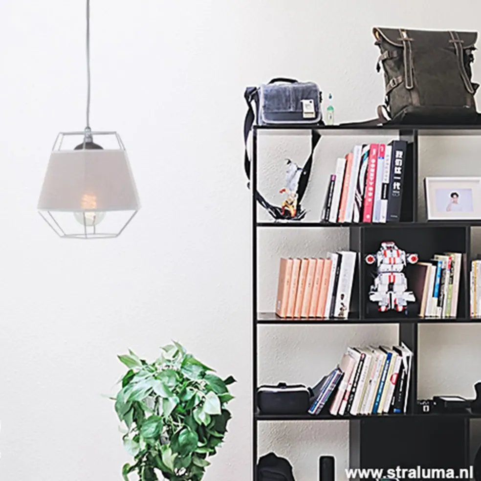 Kleine grijze hanglamp draad met stof