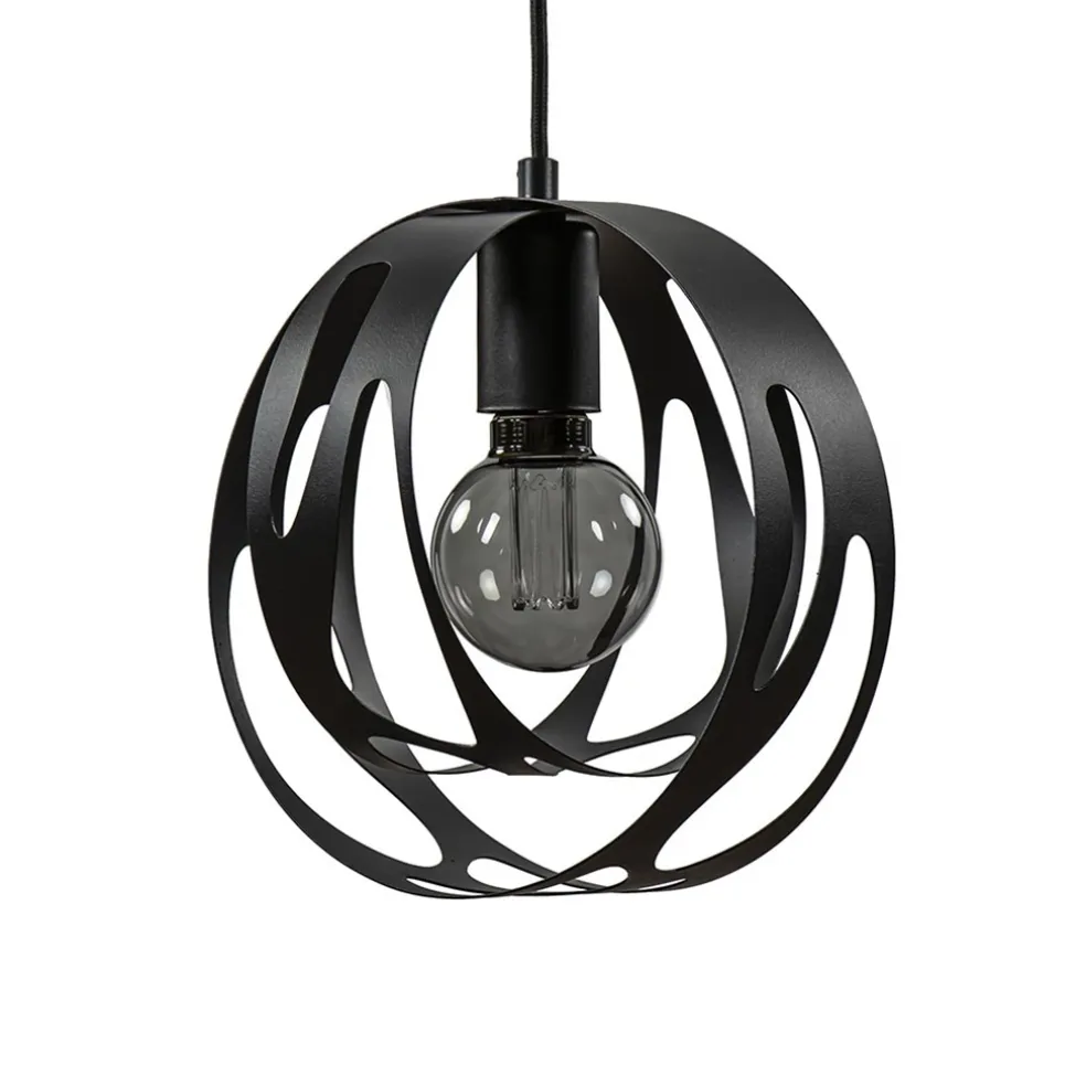 Kleine hanglamp rond mat zwart