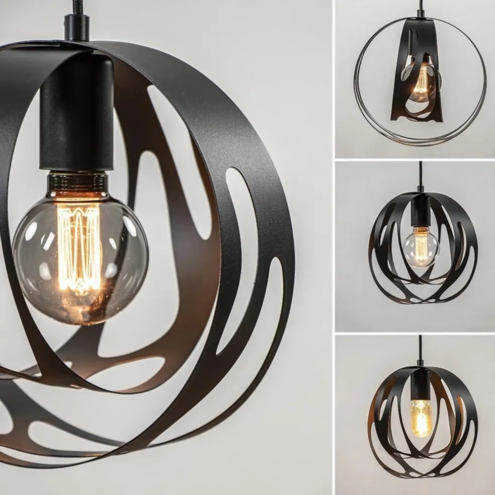 Kleine hanglamp rond mat zwart