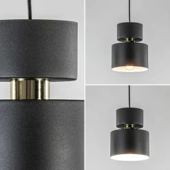 Kleine hanglamp zwart met goud accent