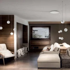 Kleine Italiaanse design hanglamp LED bol Spider wit