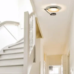 Kleine LED plafondlamp zwart met goud