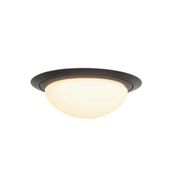 Kleine LED plafondlamp zwart met wit glas IP44