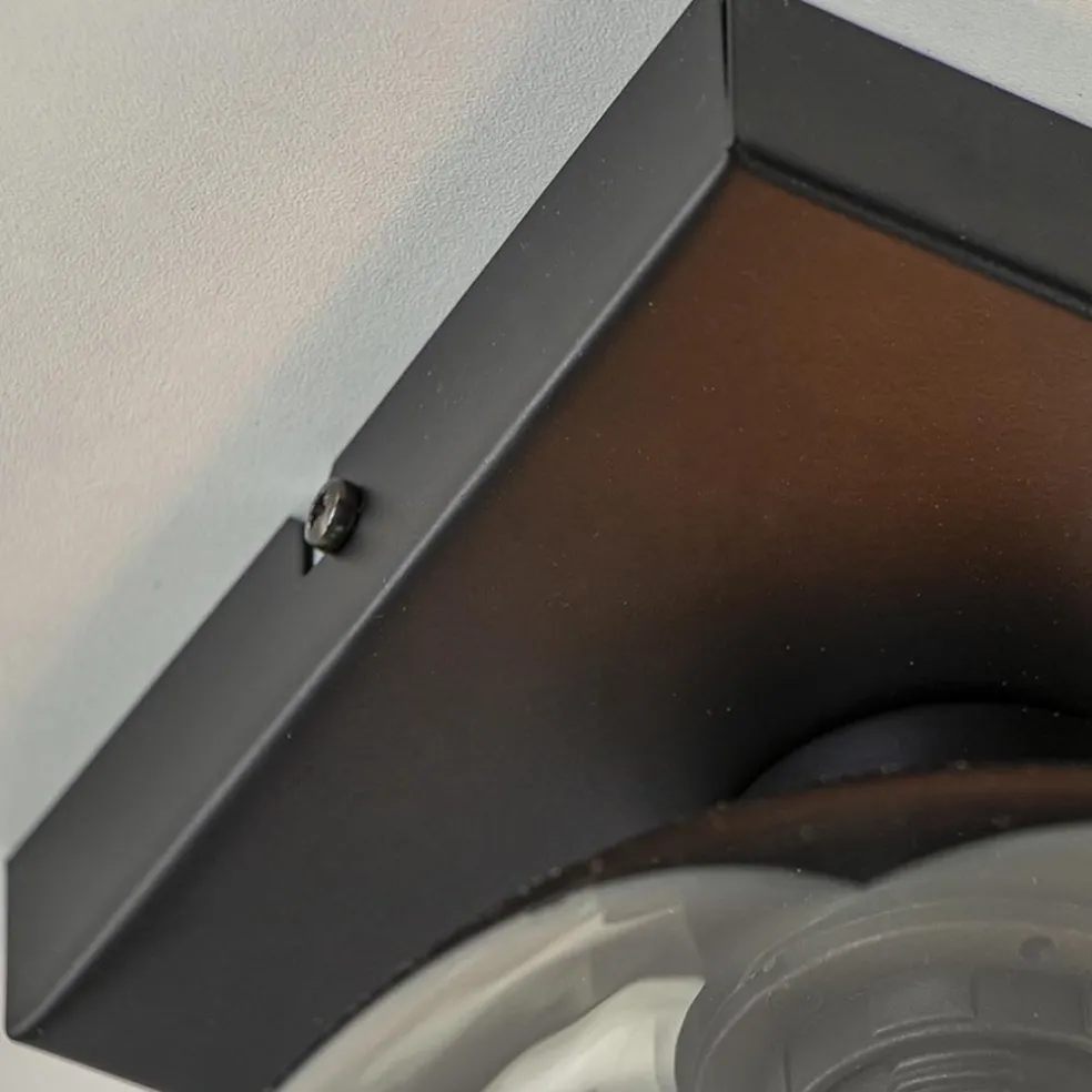 Kleine plafondlamp zwart met smoke glas 20 cm