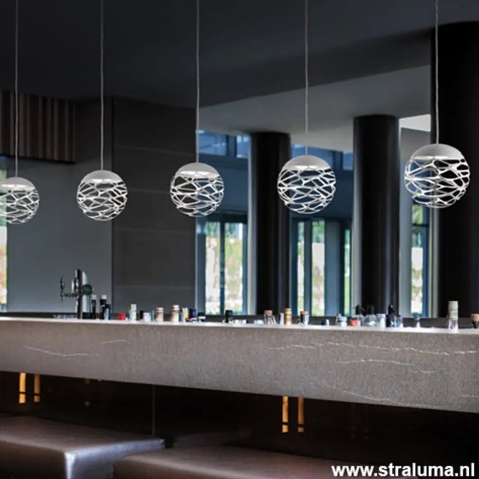 Kleine ronde design hanglamp Kelly wit