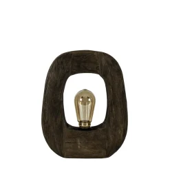Kleine tafellamp Kelafo hout chocolade bruin