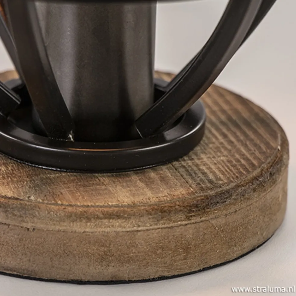 Kleine tafellamp Matrix zwart met hout