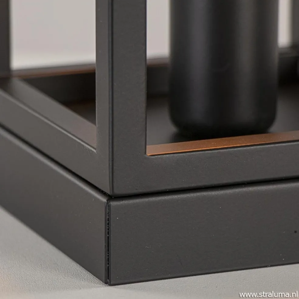 Kleine tafellamp vierkant frame zwart