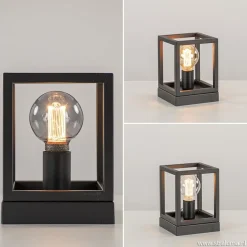 Kleine tafellamp vierkant frame zwart