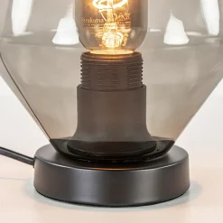 Kleine tafellamp zwart met smoke glas