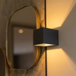 Kleine wandlamp up+down G9 zwart