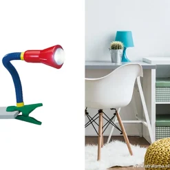 Klemlamp kinderkamer rood/blauw/groen