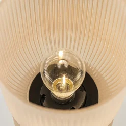 L&L grote ribglas tafellamp peach op batterijen Phoebe