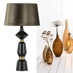 Lampvoet Ilvar zwart/mat goud z/kap