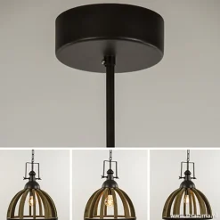 Landelijk hanglamp Djem hout/zink