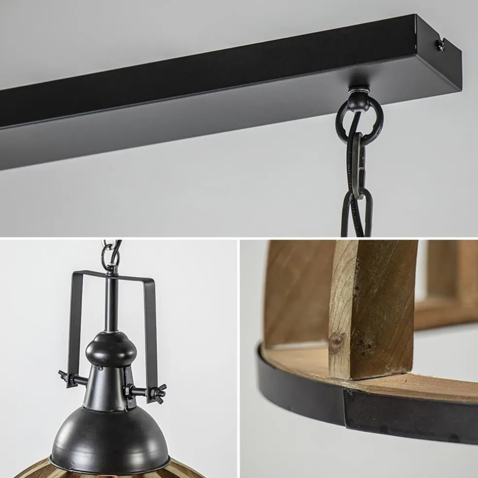 Landelijk industriële 2-lichts hanglamp hout/zink