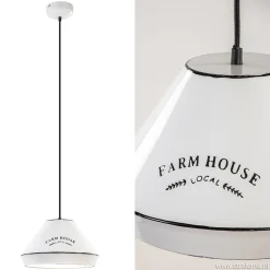 Landelijke hanglamp farm house wit met zwart Ø32 cm