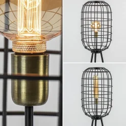 Landelijke vloerlamp Toah mat zwart met brons