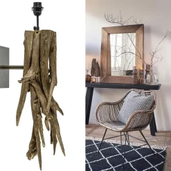 Landelijke wandlamp Bluma hout exclusief kap