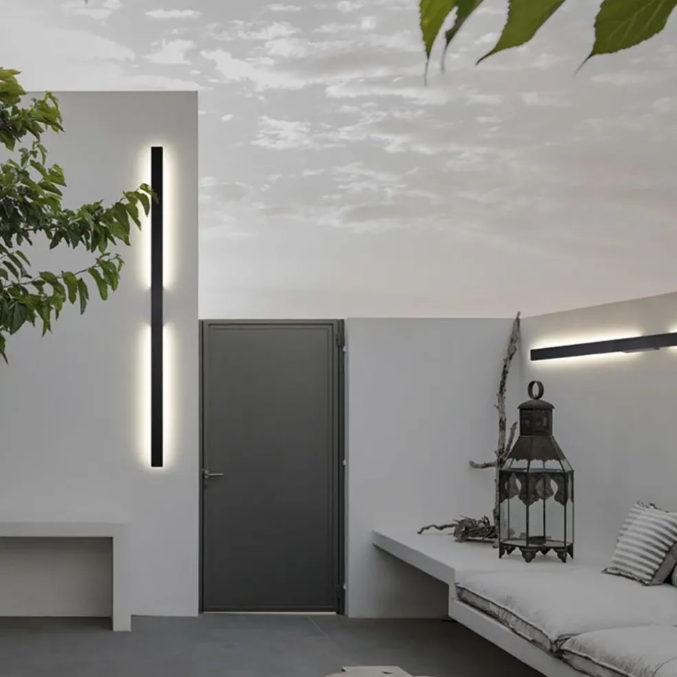 Langwerpige LED buitenlamp zwart 144 cm