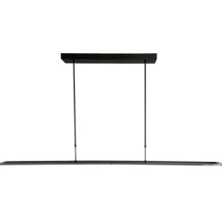 Langwerpige LED hanglamp zwart met smoke glas 170 cm