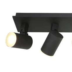 Langwerpige LED opbouwspot zwart 4-lichts