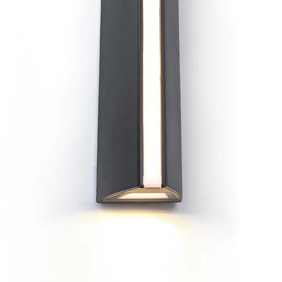 Langwerpige zwarte buitenlamp up+down en front