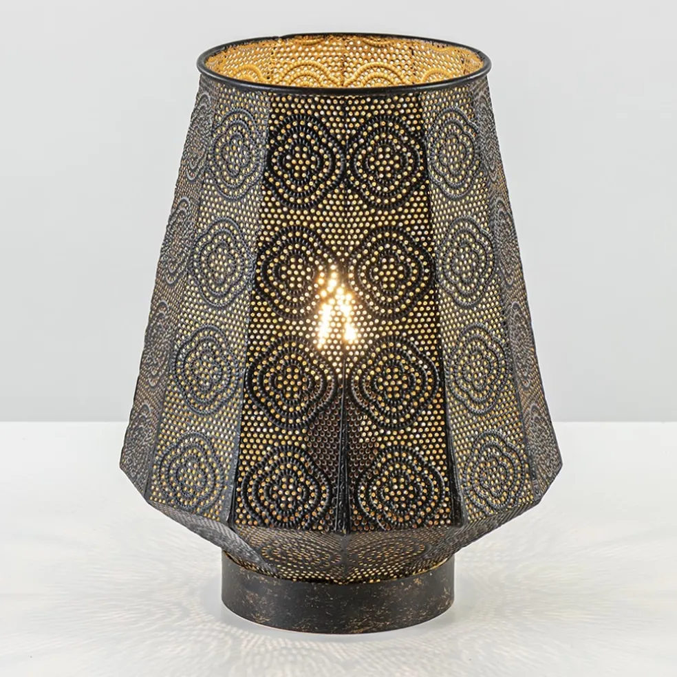 Lantaarn tafellamp donker bruin oriental